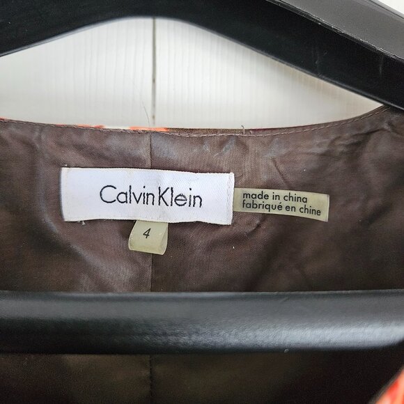 Calvin Klein Sleeveless Dress - Abstract Brush Pattern, Size 4 - Picture 4 of 7